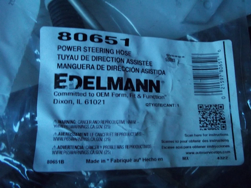 Conjunto de manguera de línea de presión de dirección asistida EDELMANN 80651 - se adapta a Altima Foto 1 de 2