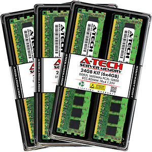 A-Tech 24GB 6x 4GB 1Rx4 PC3-12800R DDR3 1600 LV ECC RDIMM REG Server Memory RAM
