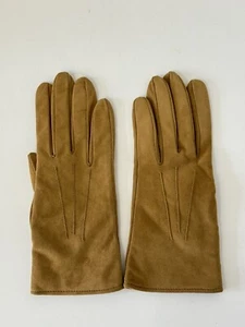 Vintage Damen hellbraun Wildleder Lederhandschuhe Größe Medium neu unbenutzt - Bild 1 von 5