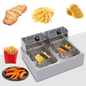 5000W 12L Commercial Restaurant Electric Deep Fryer Dual Tank Stainless Steel - Picture 1 of 12