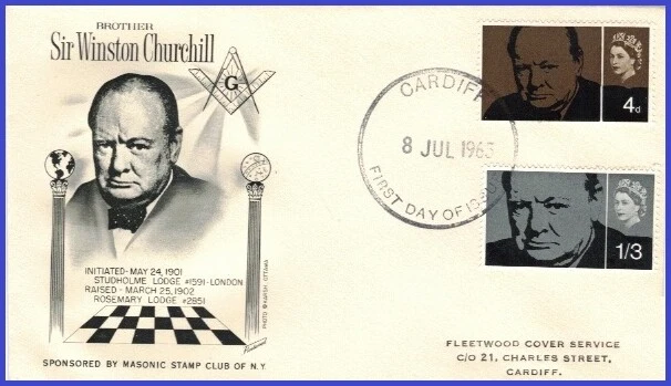 USA5 #1264 U/A FLEETWOOD non FDC Combo2  Winston Churchill - Image 1 of 1