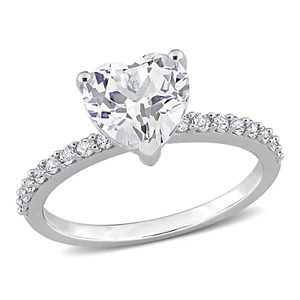 Women'S Created Sapphire 10K White Gold Engagement Ring - Picture 1 of 12