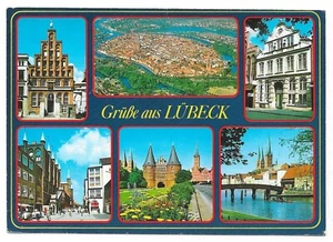 AK Mehrbild Hansestadt Lübeck 1990 Postkarte Ansichtskarte Stempel - Bild 1 von 2