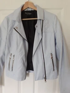 Miss Selfridge Petites Faux Leather Biker Jacket Size UK XS off white - Picture 1 of 3