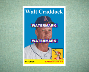 Walt Craddock Kansas City Athletics A's 1958 Style Custom Baseball Art Card