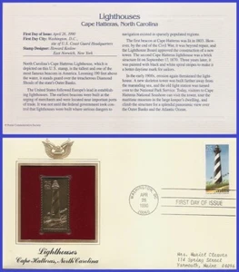 USA2 #2471 ADDR GOLDEN REPLICA FDC Lighthouse Cape Hatteras N. Carolina - Picture 1 of 1