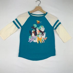 Cat & Jack Kids Medium 3/4 Sleeve T-Shirt Turquoise Blue Football Dogs Helmets - Picture 1 of 5