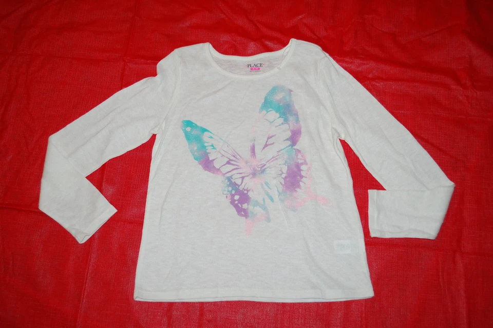 Camisa L/S BLANCA APAGADA para Niñas con Suéter Ligero AQUA PURPLE BUTTERFLY XL 14 Foto 1 de 1