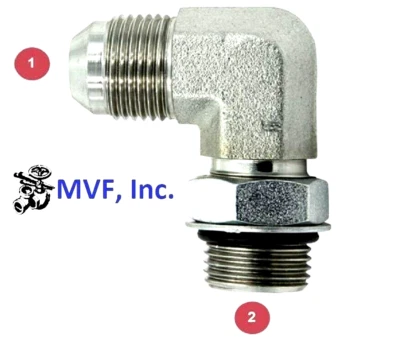 1/4" Male JIC 37° Flare X 1/4" Male ORB 90° Elbow Stainless 6801-04-04-SS - Image 1 of 4