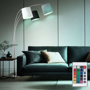Bogenstehlampe Stehleuchte Wohnzimmerlampe dimmbar Fernbedienung RGB LED H 190cm - Bild 1 von 12