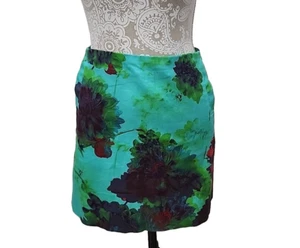 J. Crew Skirt Mini Woven Green Floral Mini Pencil Back Zipper Pockets Women's 4 - Picture 1 of 7