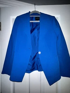 The Limited Marine Blue Lined Collarless Blazer Jacket One-Button Size XS - Picture 1 of 10