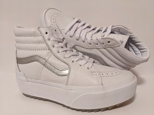 white leather vans platform