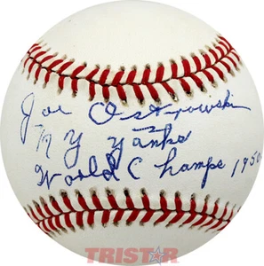 Joe Ostrowski Firmado AL Béisbol Inscrito NY Yankees Campeones Mundiales 1950-52 PSA - Imagen 1 de 3
