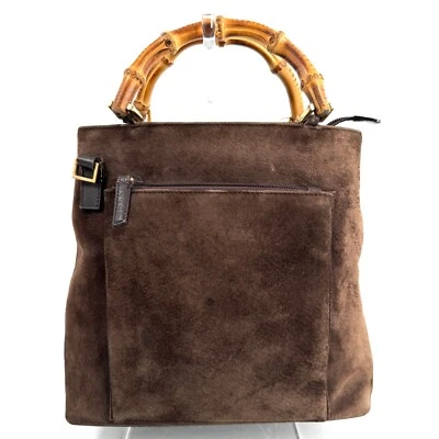 GUCCI Bamboo Shoulder Bag Hand Bag Suede Brown Auth - Image 1 of 4