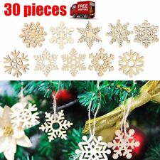 30pc Classic Wooden Snowflake Ornaments Christmas Tree Party Decor Xmas Pendants