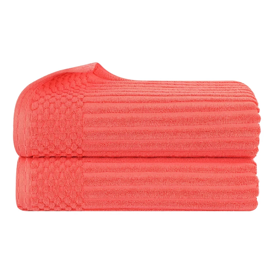 Juego de 2 sábanas de baño Soho acanaladas de algodón texturizado ultra absorbentes suaves de secado rápido Foto 1 de 4