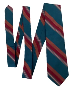 VTG Robert Talbott Teal Rust Striped Classic Neck Tie Necktie - Silk USA Made - Picture 1 of 5