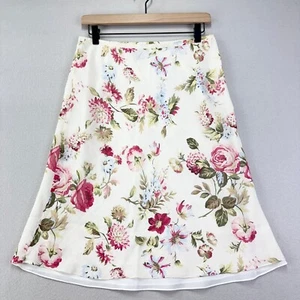 VTG Ann Taylor Skirt Womens 8 Floral 100% Silk Cottage Prairie French Coutry Y2K - Picture 1 of 8