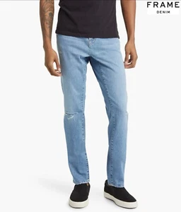 FRAME DENIM NWT $238 L'HOMME SKINNY DEGRADABLE DRIVER RIPS JEANS. SZ 31X33 - Picture 1 of 15