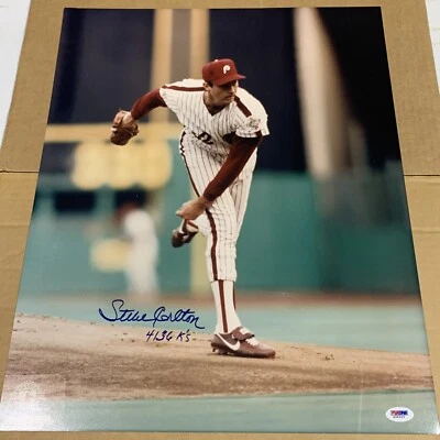 Steve Carlton 4136 Ks  Autographed Philadelphia Phillies 16x20 Photo - PSA/DNA  - Image 1 of 3
