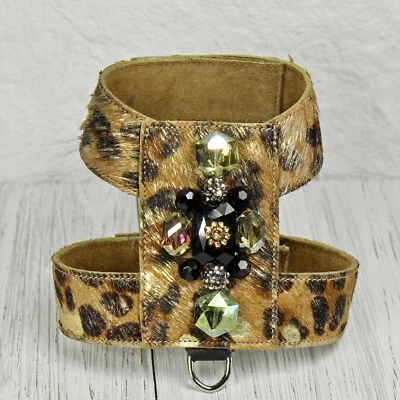 LUXURY LEOPARD PRINT LEATHER DOG HARNESS  - HANDMADE - Image 1 of 3