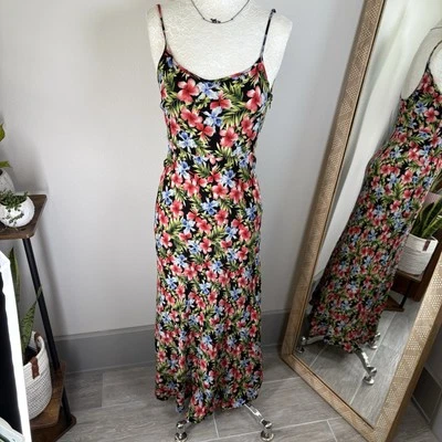 Maxi Vestido Floral Tropical Forever 21 Para Mujer Correa de Espagueti Talla Mediana Foto 1 de 4
