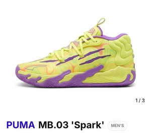 Bola Lamelo PUMA MB.03 Spark S 379898-01 amarillo púrpura talla 10,5 nueva sin caja - Imagen 1 de 6