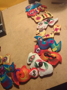Vintage Chinese Zodiac Folk Art Ornaments Embroidered 33 Inches, Set Of 12 - Picture 1 of 12