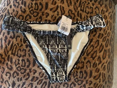 VIX Black & White Geometric Bikini Bottom Swim Medium New - Image 1 of 4