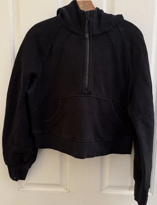 Lululemon Scuba Oversize Half Zip Crop Hoodie Womens XS/S Black Pullover LW3DM4S - Image 1 of 4