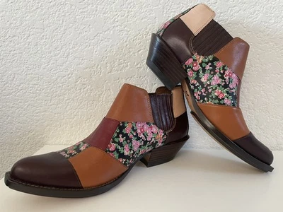 Coach Cuero Flor Patchwork Bandido Zapato Recortado Bota de Vaquero 5B Foto 1 de 4