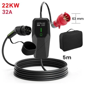 32A 22KW Typ2 EV Ladekabel 5m 3 Phase Elektroauto PHEV Ladegerät Mobile Wallbox - Bild 1 von 8