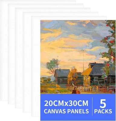 5 Pack 20x30cm (8" x 11.9") Premium Blank Canvas Panels for Painting 20*30  - Image 1 of 4