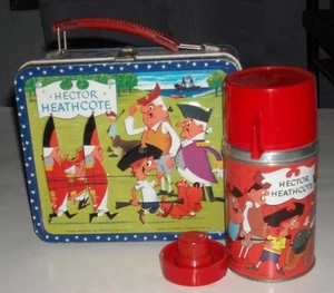 ALADDIN 1964 HECTOR HEATHCOTE METAL LUNCHBOX w THERMOS TV TERRYTOONS EMBOSSED - Picture 1 of 18
