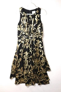 J Taylor Kleid - Größe 8 - schwarz mit goldenem Design - Bild 1 von 10