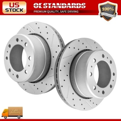 Rear Disc Drilled Brake Rotors Pair for 2011 2012 2013 - 2022 Ram 2500 3500 - Image 1 of 4