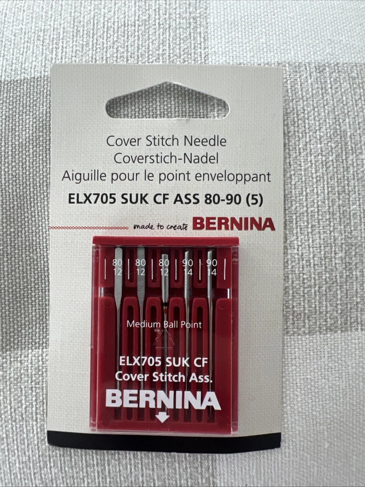 Bernina ELX705 SUK CF Cover Stitch Serger Needles 80-90 (5 needles) - Image 1 of 1