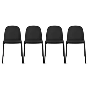 Set of 4 Plastic Dining Chairs Padded Seat Cushion For Kitchen Outdoor Patio - Picture 1 of 67