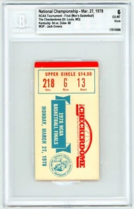 Boleto de juego de la final del campeonato nacional de la NCAA 1978 BGS 6 Kentucky Duke raro - Imagen 1 de 2