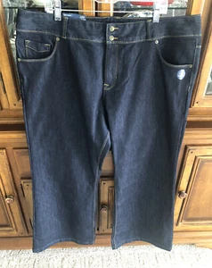 Lands' End FIT 2 DENIM CTN BL BOOTLEG JEANS Deepest Undigo Fit2 20Wx30 Plus NWT - Picture 1 of 20