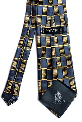 Corbata LANVIN Paris dorada y gris toda seda/soja hecha en Francia 🇫🇷 Foto 1 de 4
