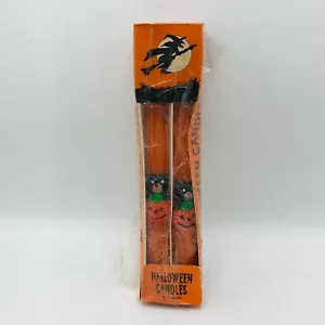 Juego de 2 velas cónicas vintage de Halloween naranja gato negro - Imagen 1 de 7