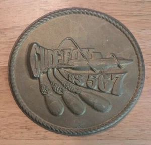 USS Gudgeon SS 567 Submarine Plaque Vintage Military Chalk Old Rare US Navy - Picture 1 of 2