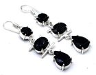 925 Sterling Silver Black Spinel Gemstone Handmade Jewelry Earring Size-1.50"