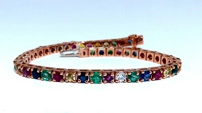 10.30Ct Natural Gem-Line Spinel Emerald Sapphire Ruby  Diamond Bracelet 14Kt** - Image 1 of 4