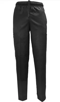 Natural Uniforms Classic Baggy 6 Pocket Black Chef Pants Kitchen Work Uniform - Image 1 of 4