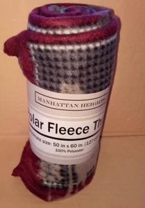 Red Tartan Holiday with nature Motiff Blanket 50"x 60" by Manhattan Heights - Picture 1 of 5