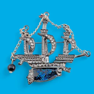 Broche BROCHE BARCO PIRATA Barco Alto Estrás Plata Náutico Steampunk Pin 2W - Imagen 1 de 3
