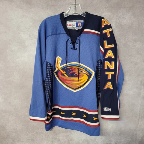 Vintage CCM NHL Atlanta Thrashers  Alternate Third Blue Hockey Jersey Mens S Cover